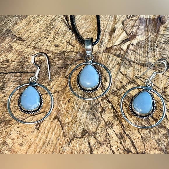 Set of Angelite Pendant & Earrings - Picture 9 of 11
